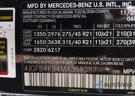 2021 Mercedes-Benz Gle 350 4Matic z USA, uszkodzony, nr VIN 4JGFB4KB4MA359387